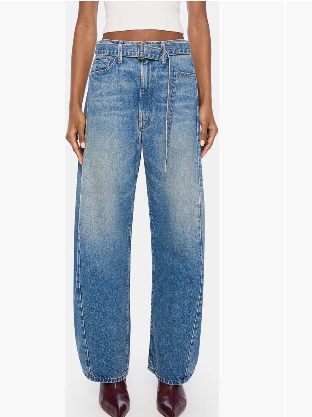 MOTHER belted spoonful wide leg jeans